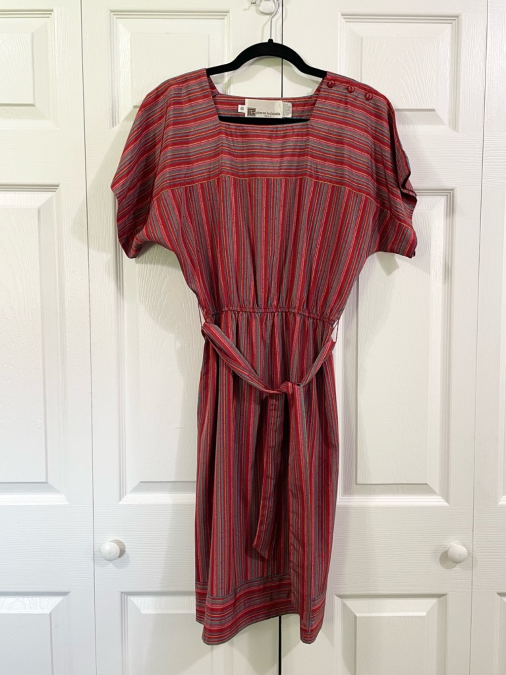 Pierre BALMAIN Vintage Striped Smock Dress With Belt